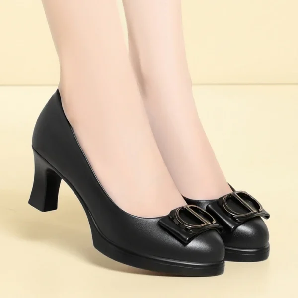 Women’s Leather Cheongsam Wide-Leg Pants Catwalk High Heels